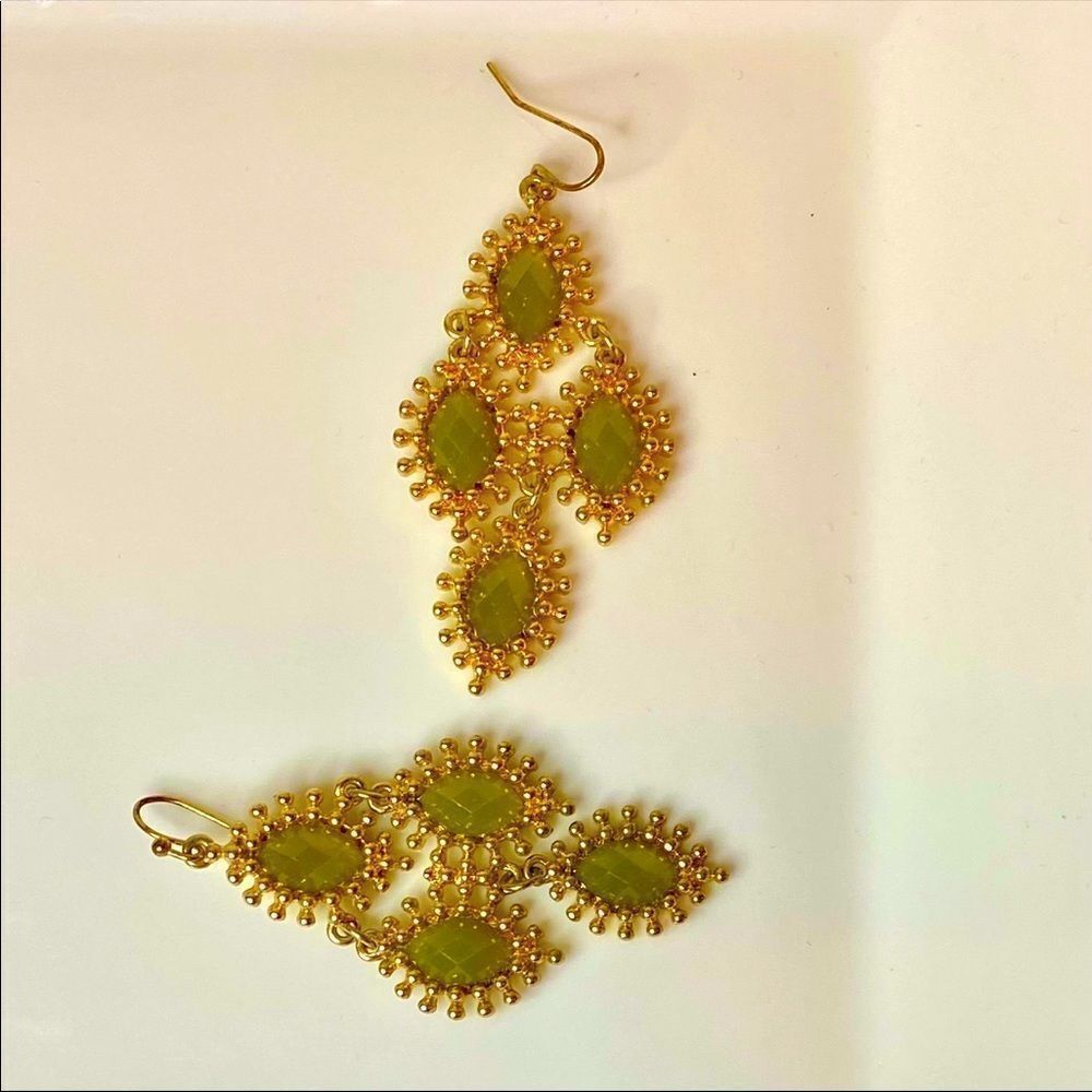 Gold & Peridot 🕶☀️ Diamond Dangle Earrings